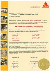 Diploma certificat aplicator autorizat UCRETE BASF